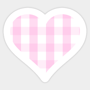 Soft Pink and White Buffalo Plaid Heart Sticker